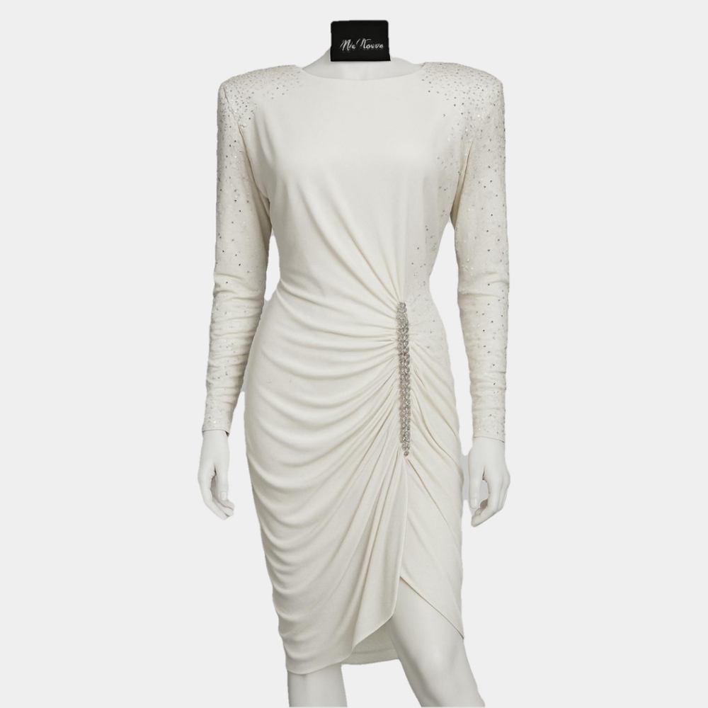 Night Moves Vintage Faux Jewel Embellished Long Sleeve Cocktail Dress Size 13/14